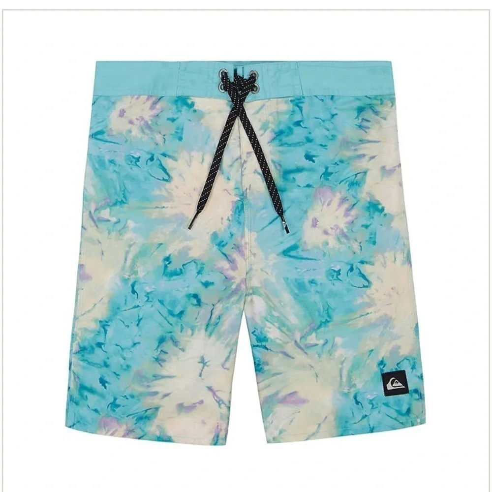 Quiksilver Blue and White Tie-Dye Swim Shorts